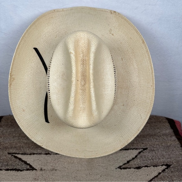 Straw Cowboy Hat tan western cowgirl black band distressed Silverado - Picture 4 of 12